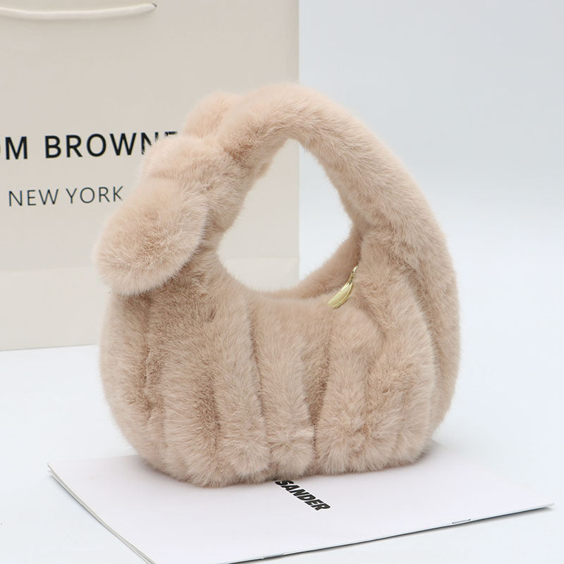 CALORA_ Dames Herfst Winter Fluffly Zachte Pluche Handtas Cloud Stijl