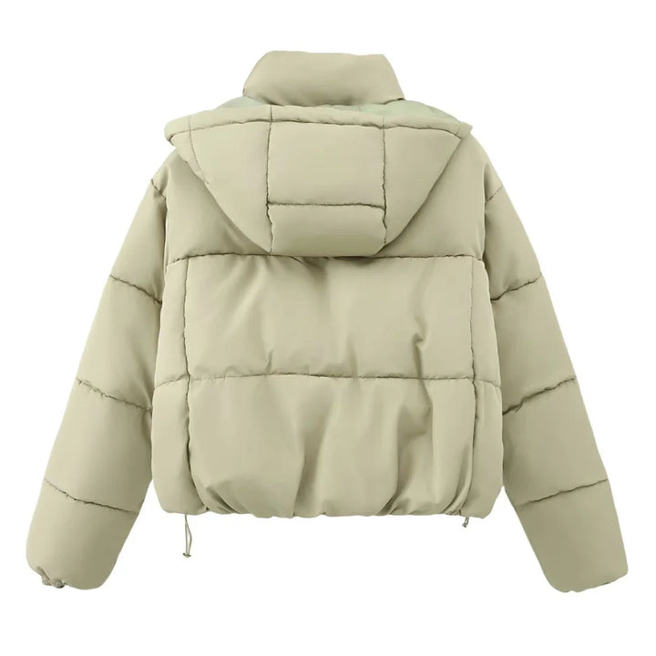 Dames herfst/winter capuchon korte katoenen jas-Zomer Jassen-Calora-Beige-S-Calora
