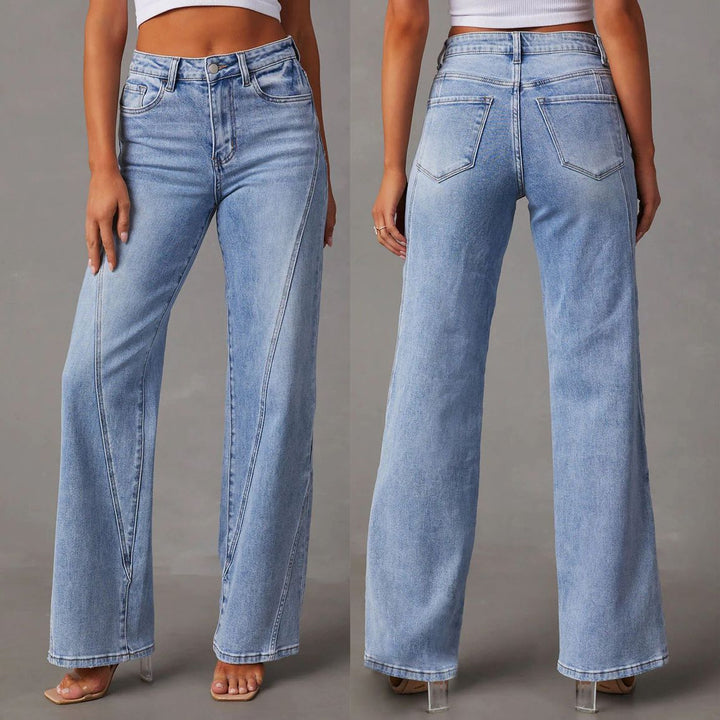 CALORA_ Dames Jeans met Hoge Taille en Ruime Pasvorm