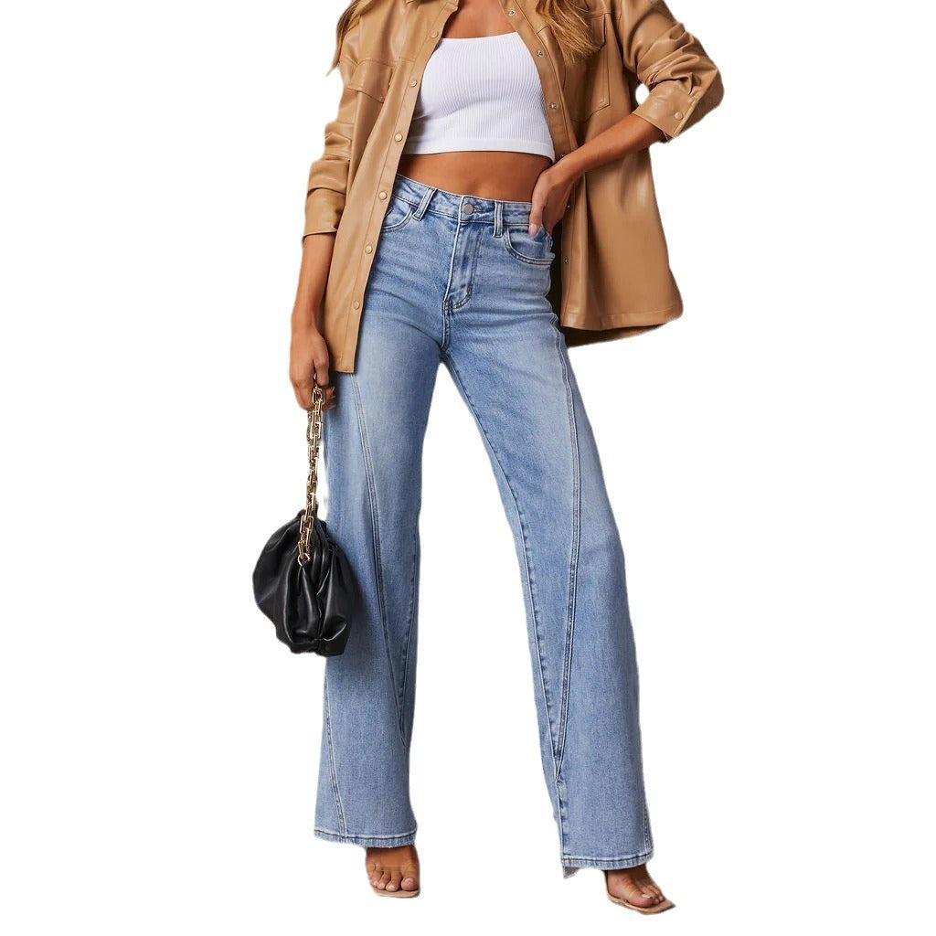 CALORA_ Dames Jeans met Hoge Taille en Ruime Pasvorm