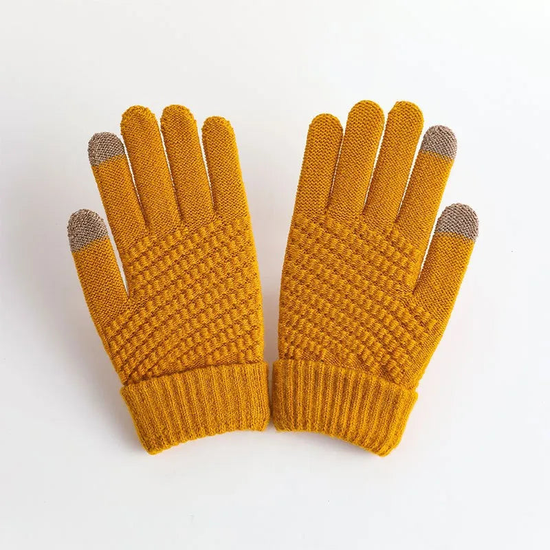 Dames Kasjmier Gebreide Winterhandschoenen-Handtassen-Calora-Geel-One Size-Calora