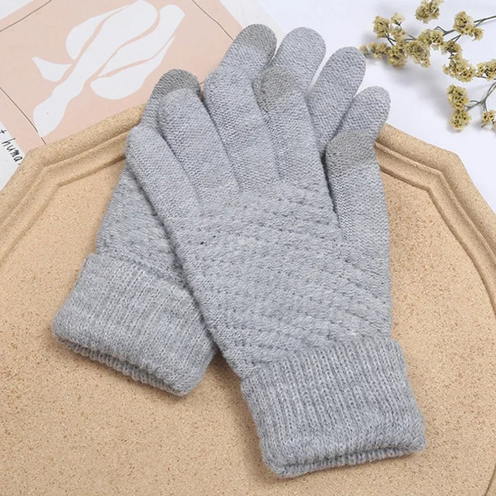 Dames Kasjmier Gebreide Winterhandschoenen-Handtassen-Calora-Grijs-One Size-Calora