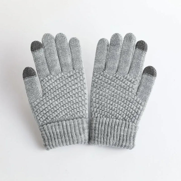 Dames Kasjmier Gebreide Winterhandschoenen-Handtassen-Calora-Grijs-One Size-Calora
