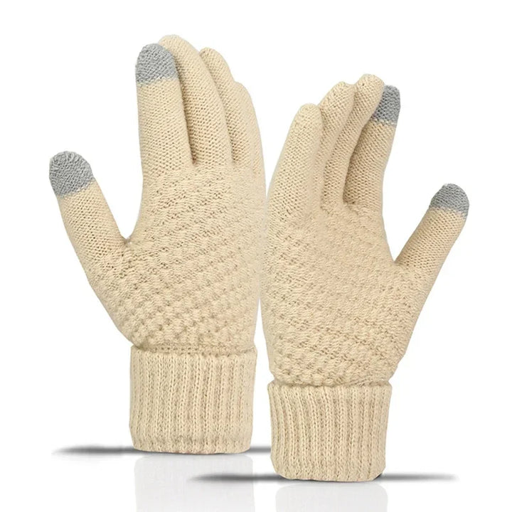 Dames Kasjmier Gebreide Winterhandschoenen-Handtassen-Calora-Grijs-One Size-Calora