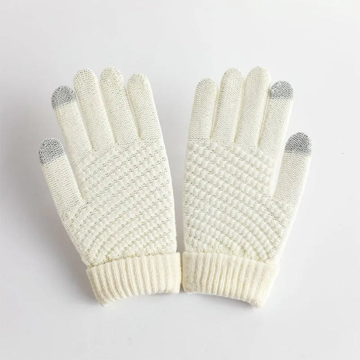 Dames Kasjmier Gebreide Winterhandschoenen-Handtassen-Calora-Wit-One Size-Calora