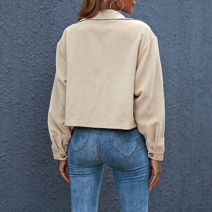 CALORA_ Dames Katoenen Corduroy Jas met Reverskraag voor de Lente