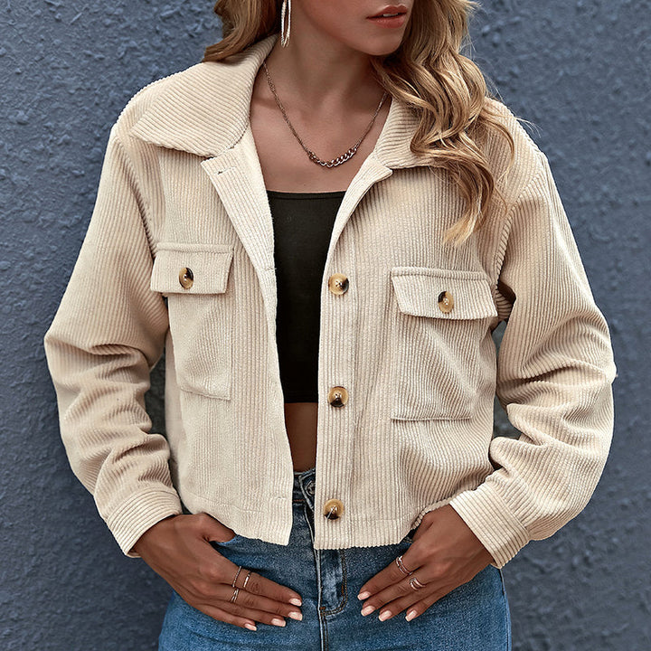 CALORA_ Dames Katoenen Corduroy Jas met Reverskraag voor de Lente