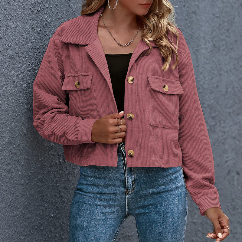 CALORA_ Dames Katoenen Corduroy Jas met Reverskraag voor de Lente