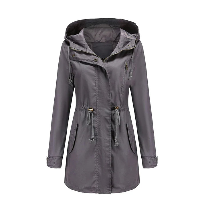 Dames katoenen trenchcoat met capuchon-Zomer Jassen-Calora-Grijs-S-Calora