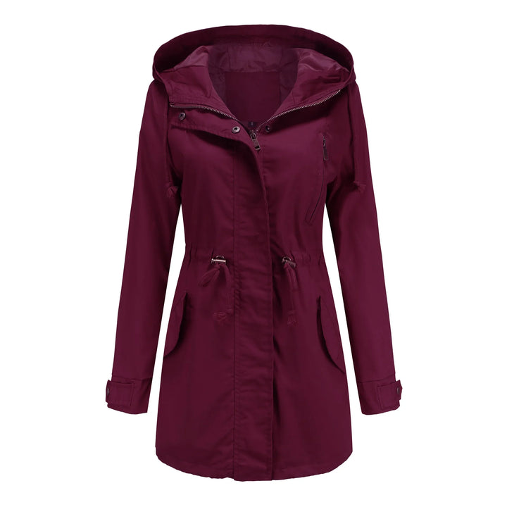 Dames katoenen trenchcoat met capuchon-Zomer Jassen-Calora-Wijnrood-S-Calora