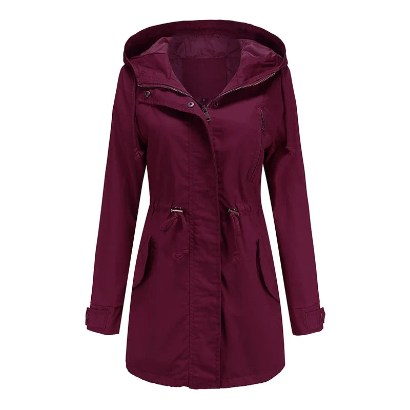 Dames katoenen trenchcoat met capuchon-Zomer Jassen-Calora-Wit-S-Calora