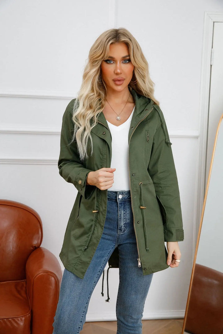 Dames katoenen trenchcoat met capuchon-Zomer Jassen-Calora-Wit-S-Calora