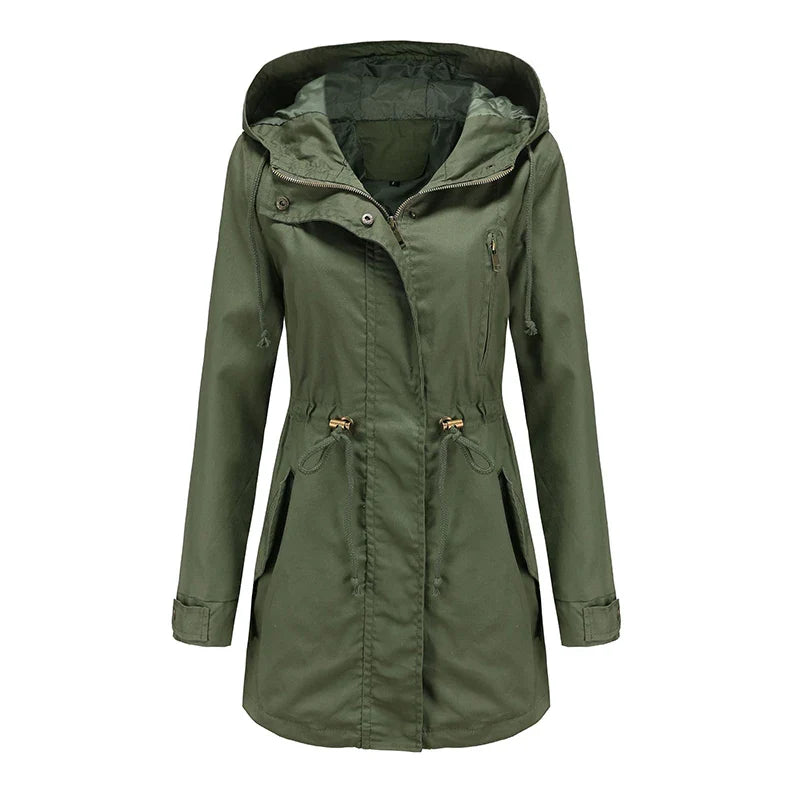 Dames katoenen trenchcoat met capuchon-Zomer Jassen-Calora-Wit-S-Calora