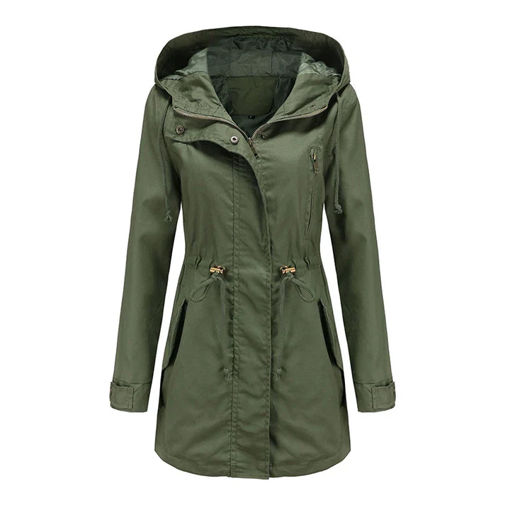 Dames katoenen trenchcoat met capuchon-Zomer Jassen-Calora-Wit-S-Calora