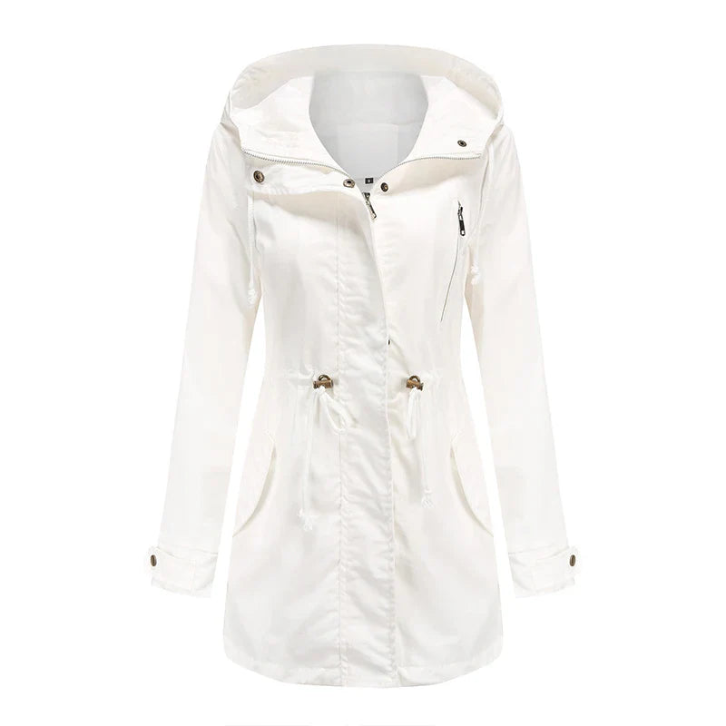 Dames katoenen trenchcoat met capuchon-Zomer Jassen-Calora-Wit-S-Calora