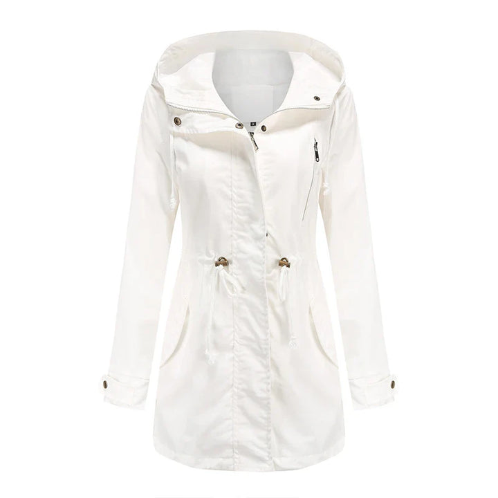 Dames katoenen trenchcoat met capuchon-Zomer Jassen-Calora-Wit-S-Calora