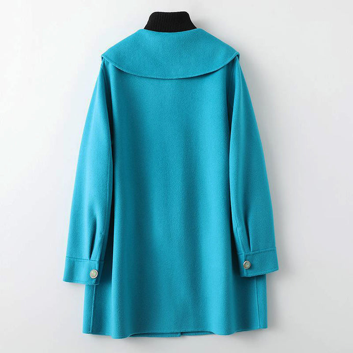 Dames lente halflange dubbelzijdige wollen jas-Zomer Jassen-Calora-Blauw-S-Calora