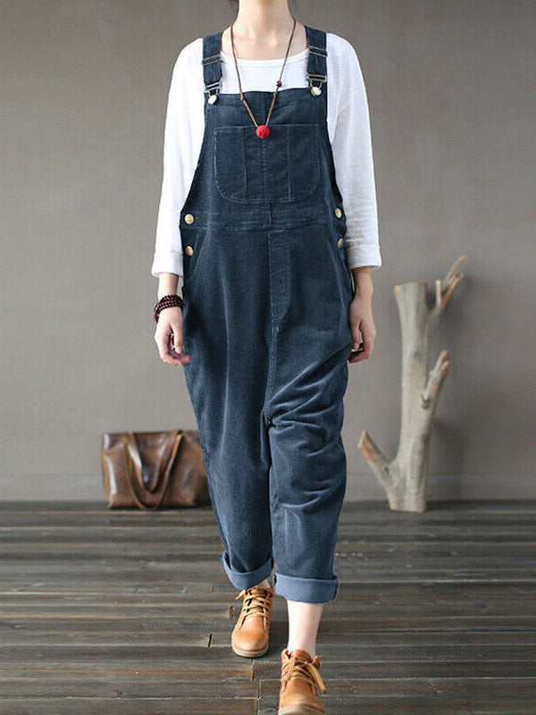 CALORA_ Dames Lichte Corduroy Jumpsuit met Oversized Pasvorm