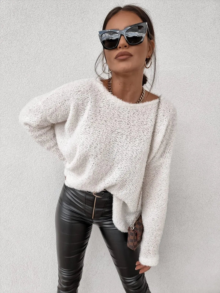 Dames losse gebreide trui met lange mouwen-Blazers & Vesten-Calora-Bruin-S-Calora