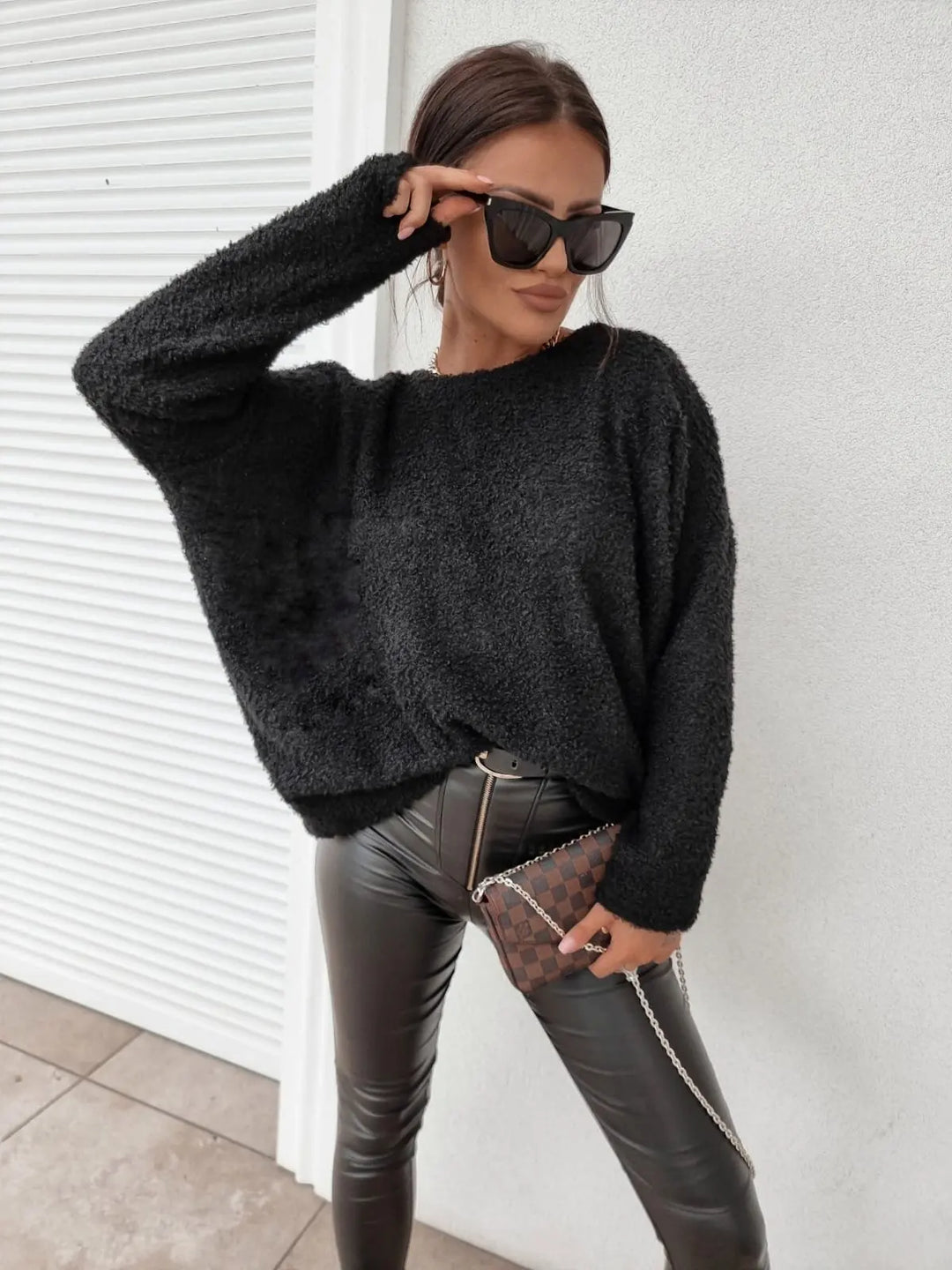 Dames losse gebreide trui met lange mouwen-Blazers & Vesten-Calora-Bruin-S-Calora