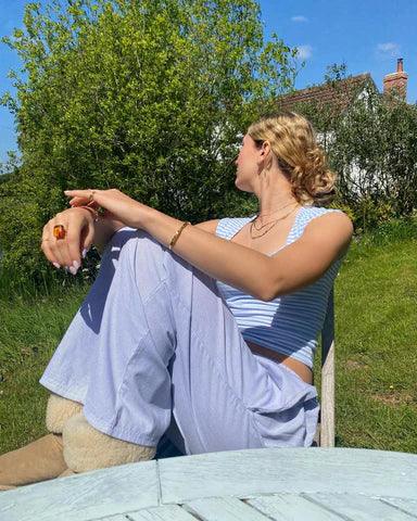 CALORA_ Dames Loungebroek met Relaxte Pasvorm en Elastische Tailleband