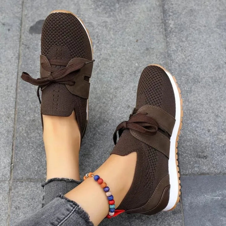 CALORA_ Dames Mesh Sneakers Veterschoenen met Ademend Ontwerp en Comfortabele Inlegzolen