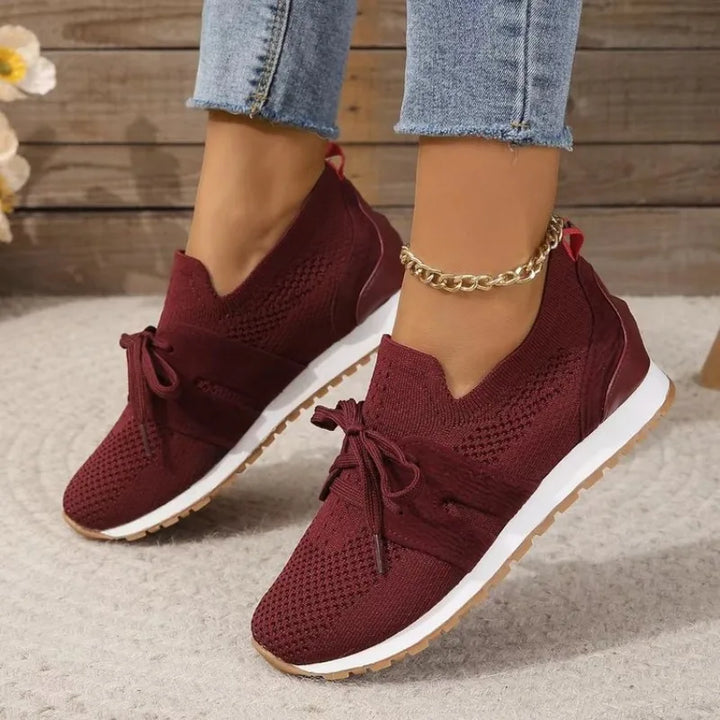 CALORA_ Dames Mesh Sneakers Veterschoenen met Ademend Ontwerp en Comfortabele Inlegzolen