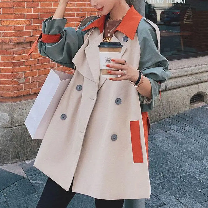 Dames Mid-Length Trenchcoat Windjack voor Frisse Herfstdagen-Calora-S-Calora