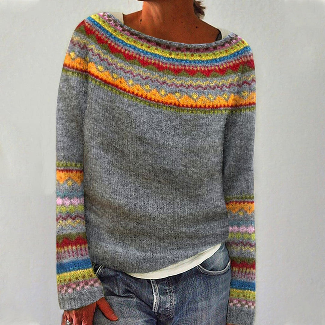 Dames ronde hals kleurblok losse pullover trui-Blazers & Vesten-Calora-S-Calora