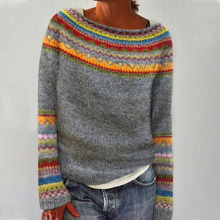 Dames ronde hals kleurblok losse pullover trui-Blazers & Vesten-Calora-S-Calora