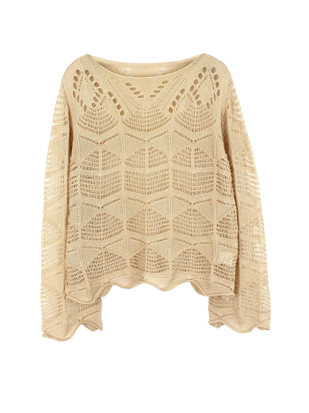 Dames ronde hals lange mouw holle gebreide trui zomer-Blazers & Vesten-Calora-Geel-S-Calora