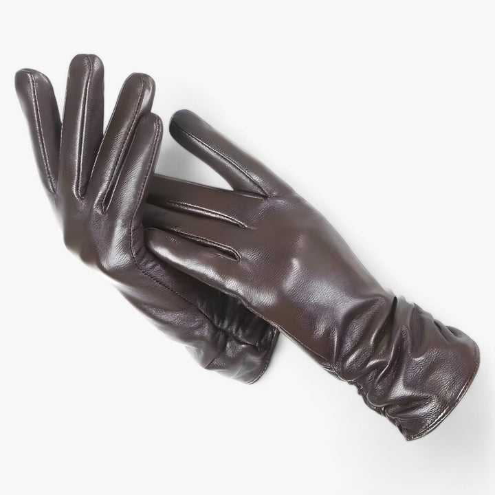 Dames schapenleren Winter Handschoenen-Laarzen-Calora-Donkerbruin-S-Calora