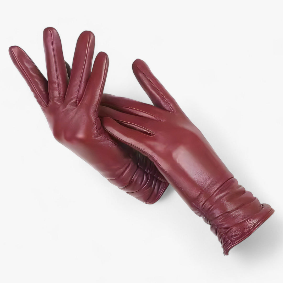 Dames schapenleren Winter Handschoenen-Laarzen-Calora-Rode wijn-S-Calora