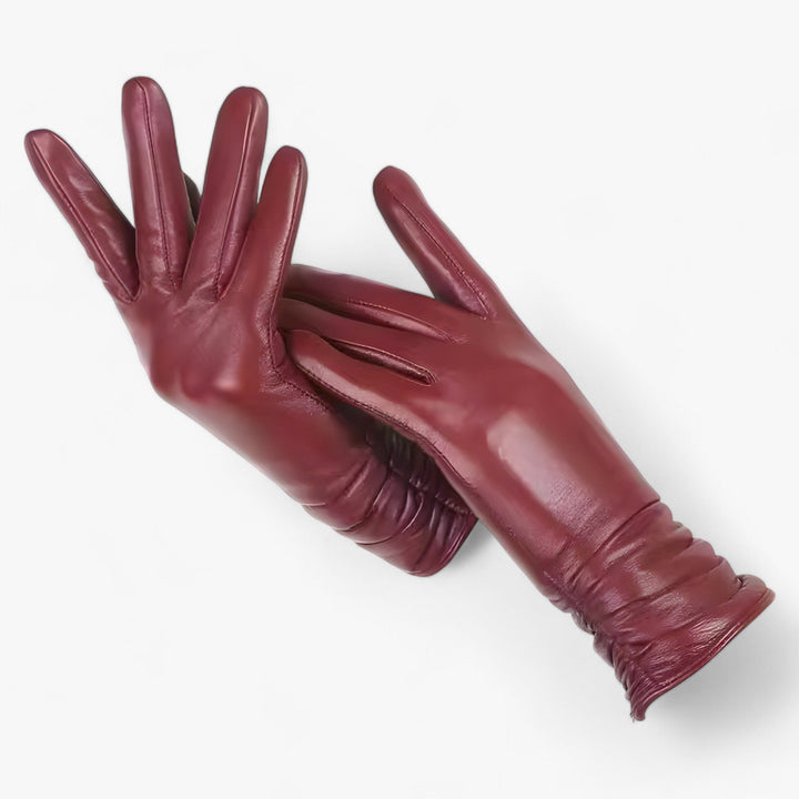 Dames schapenleren Winter Handschoenen-Laarzen-Calora-Rode wijn-S-Calora