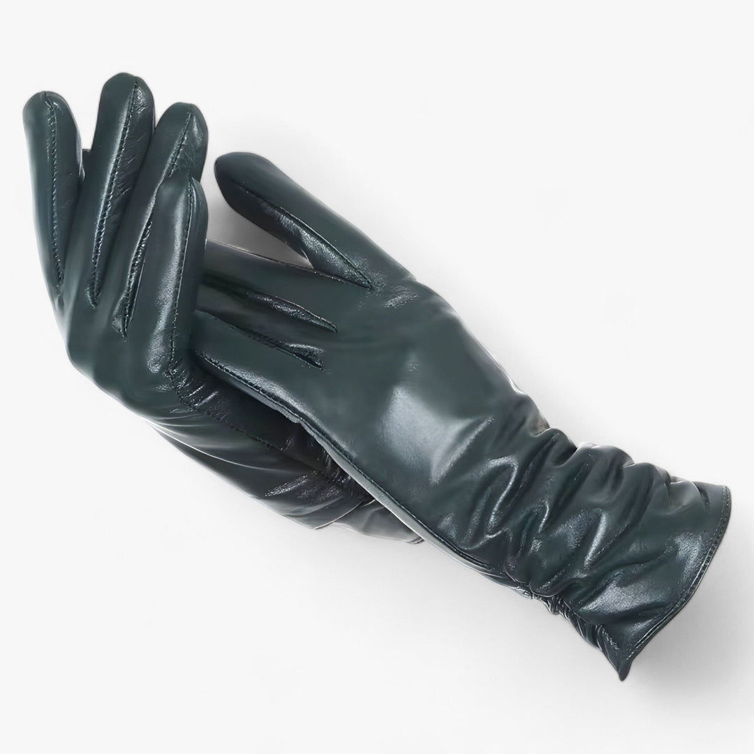 Dames schapenleren Winter Handschoenen-Laarzen-Calora-Zwartgroen-S-Calora
