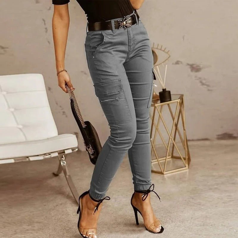 Dames Skinny Cargo Jeans-Pantalons-Calora-Grijs-36-Calora