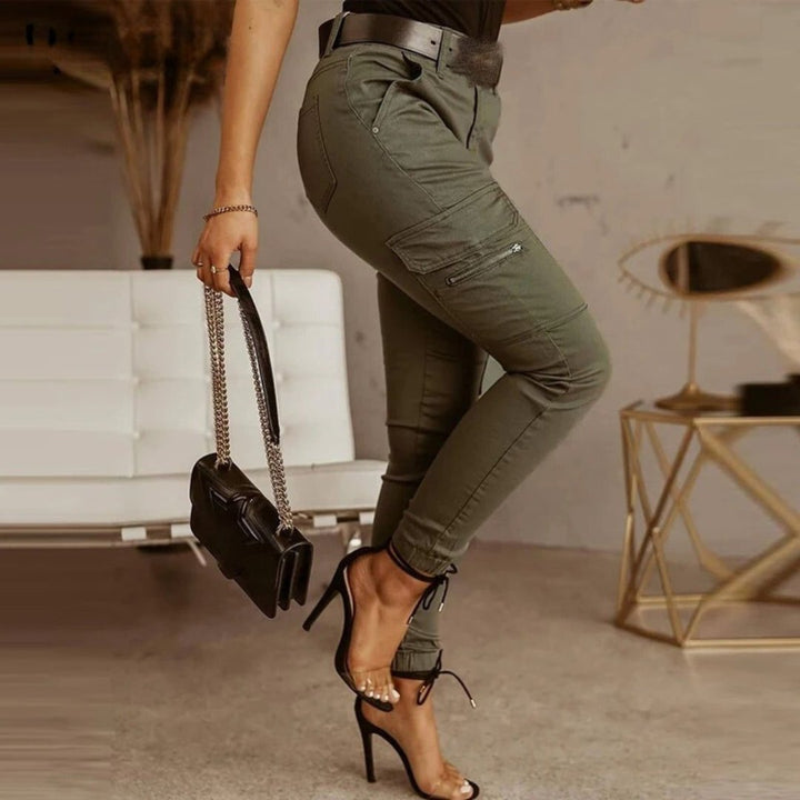 Dames Skinny Cargo Jeans-Pantalons-Calora-Zwart-36-Calora