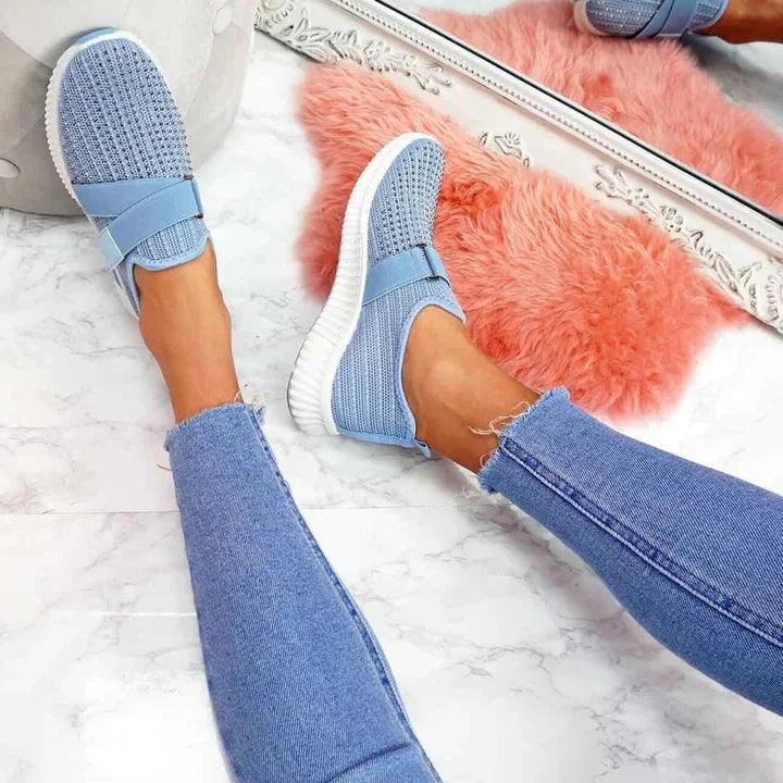 CALORA_ Dames Slip-On Sneakers met Klittenband voor Verbeterde Houding