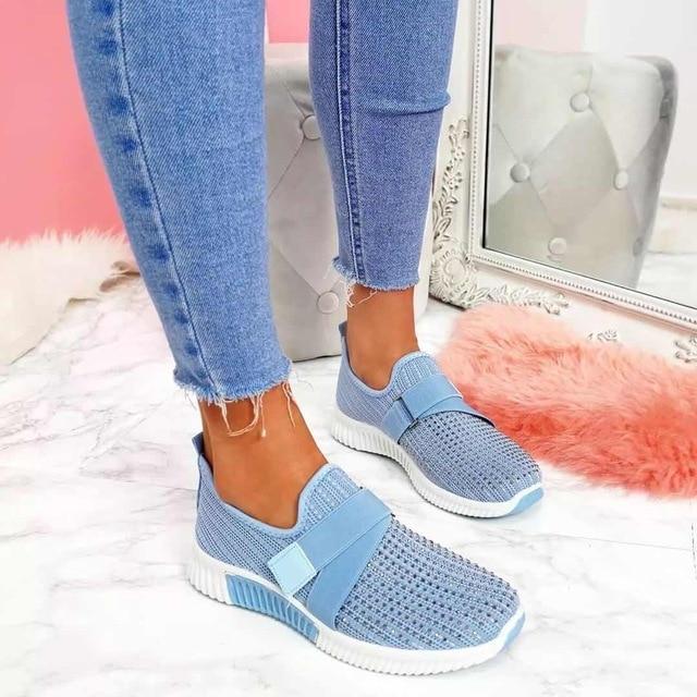 CALORA_ Dames Slip-On Sneakers met Klittenband voor Verbeterde Houding