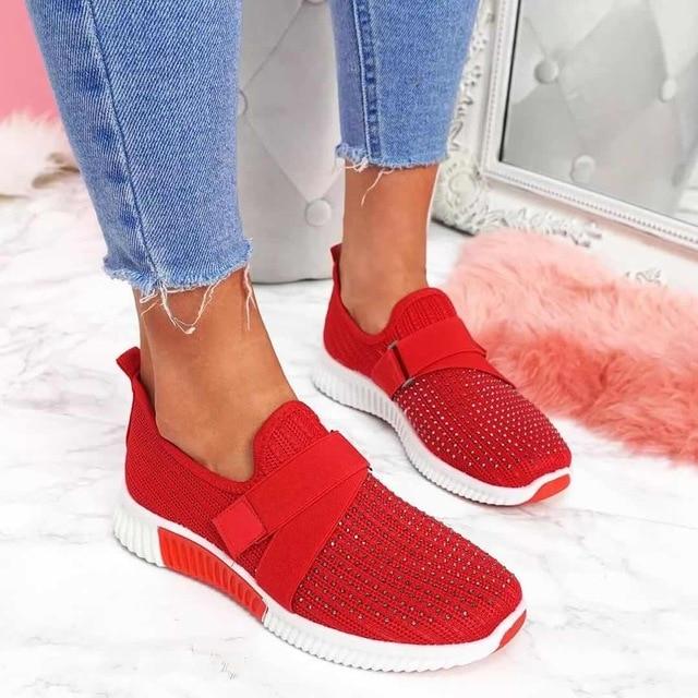 CALORA_ Dames Slip-On Sneakers met Klittenband voor Verbeterde Houding
