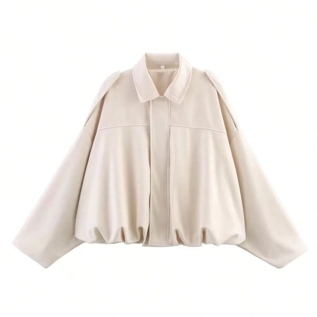 CALORA_ Dames Suede Bomber Jas Bruin Groen Met Rits Motorjas