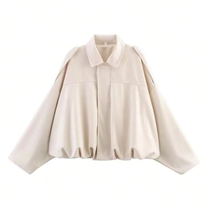 CALORA_ Dames Suede Bomber Jas Bruin Groen Met Rits Motorjas