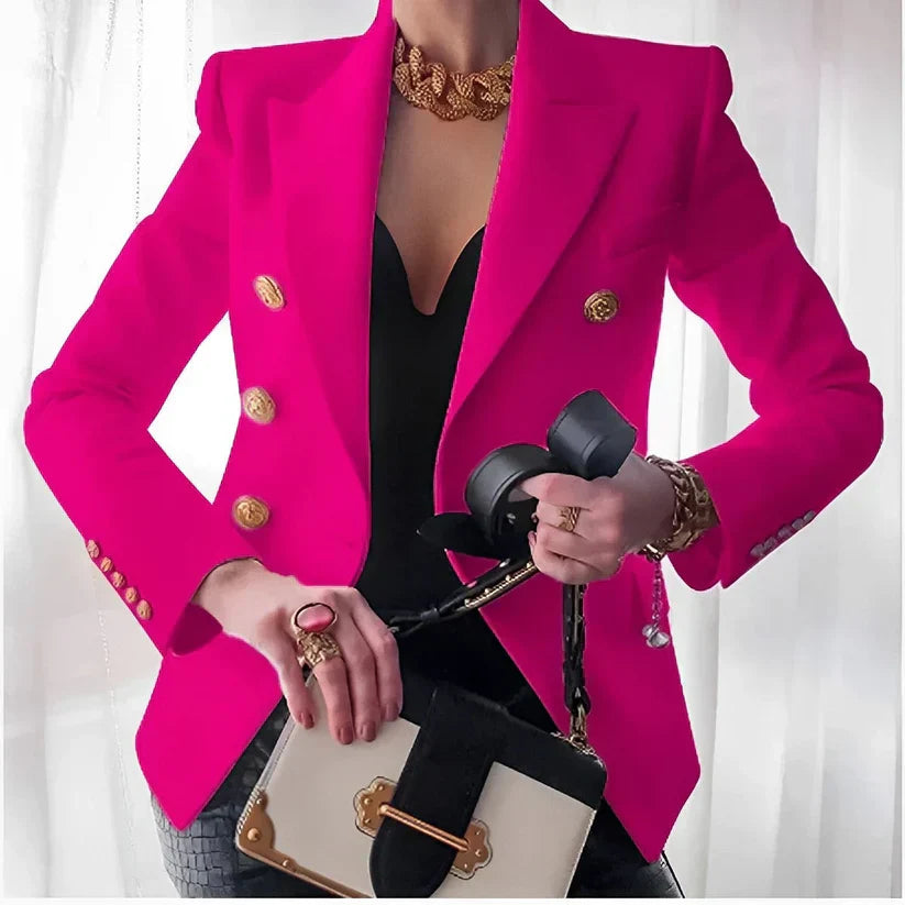 CALORA_ Dames Tailored Blazer met Gouden Knopen voor Elegante Look
