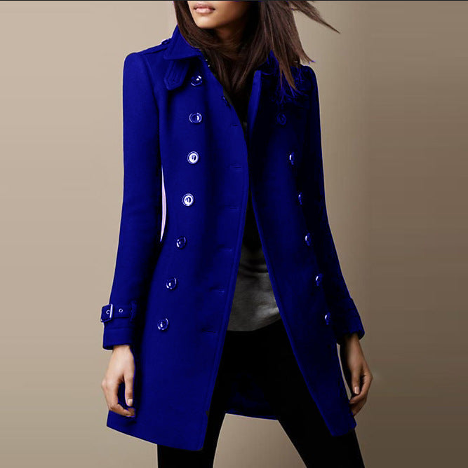 CALORA_ Dames Trenchcoat met Dubbele Knopen en Tailored Fit van Katoen