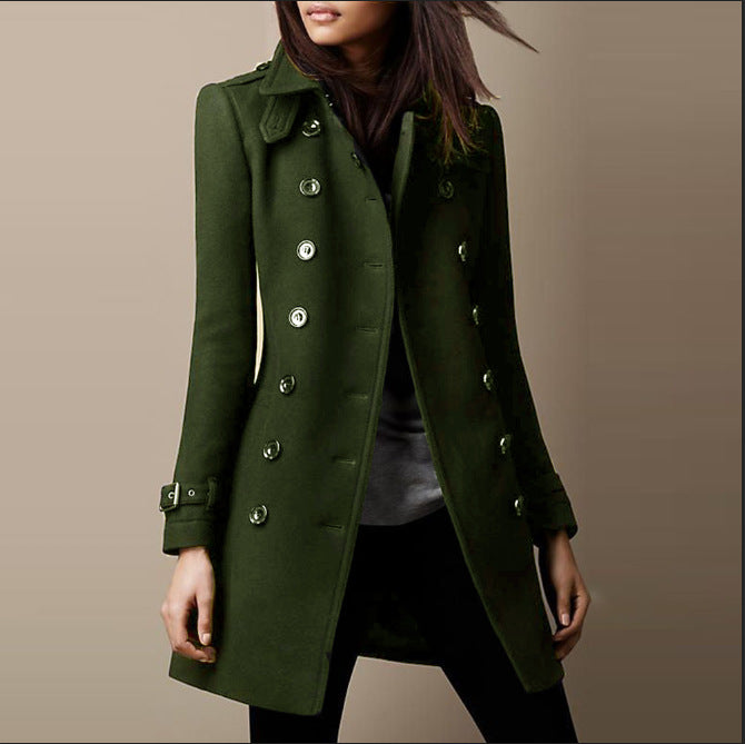 CALORA_ Dames Trenchcoat met Dubbele Knopen en Tailored Fit van Katoen