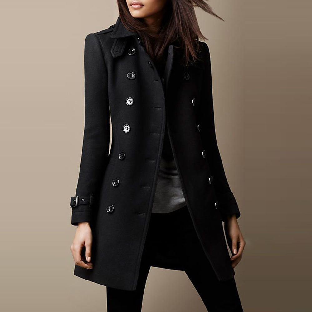 CALORA_ Dames Trenchcoat met Dubbele Knopen en Tailored Fit van Katoen