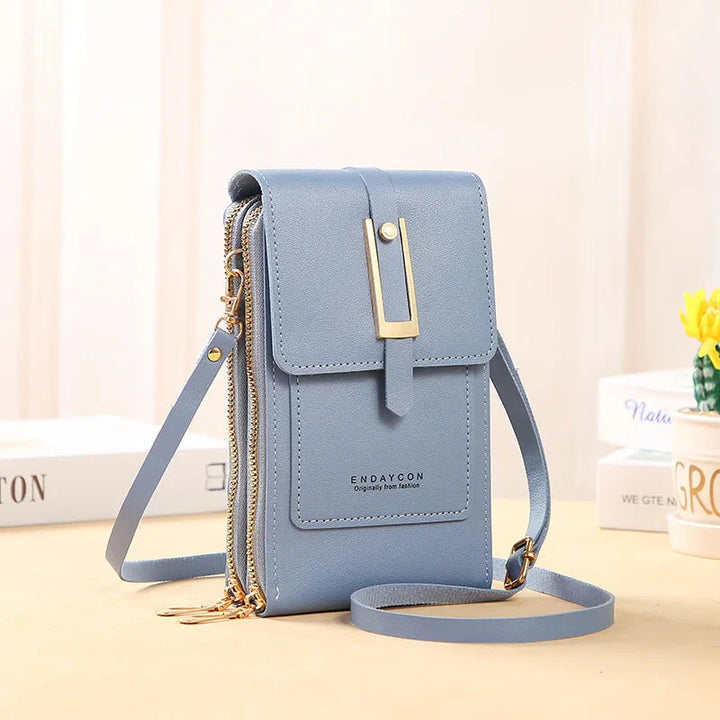 CALORA_ Dames Vegan Leren Telefoontas Met Praktische Compartimenten