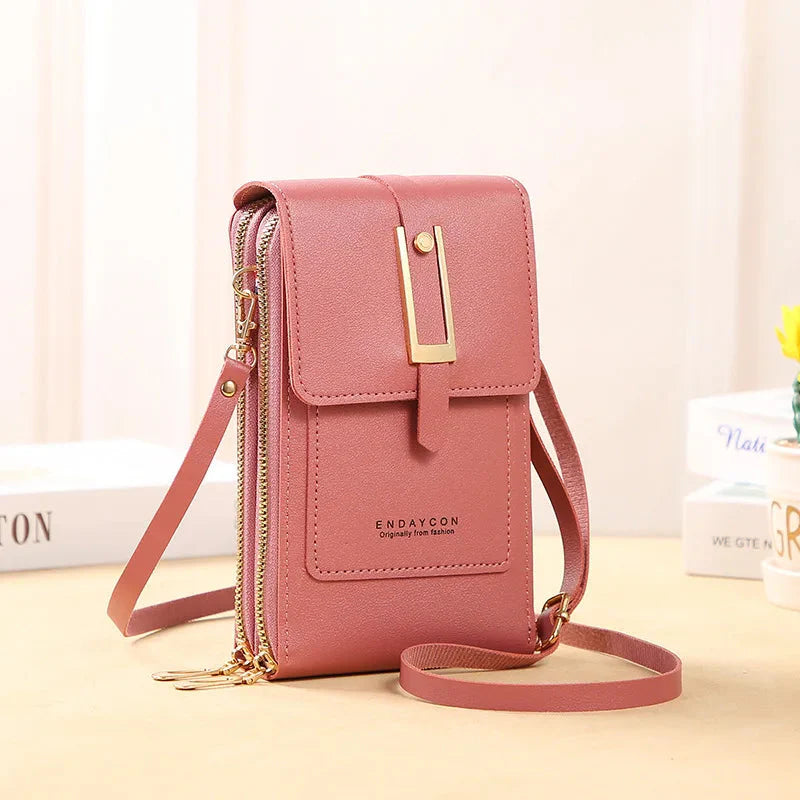 CALORA_ Dames Vegan Leren Telefoontas Met Praktische Compartimenten