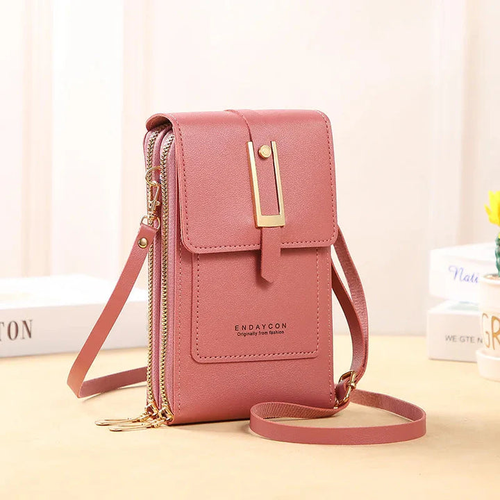 CALORA_ Dames Vegan Leren Telefoontas Met Praktische Compartimenten