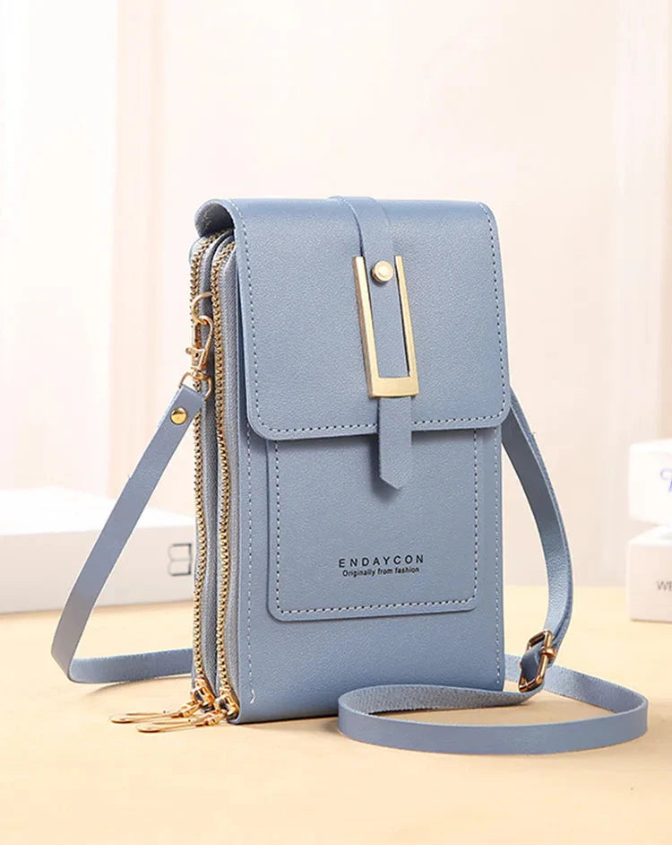 CALORA_ Dames Vegan Leren Telefoontas Met Praktische Compartimenten